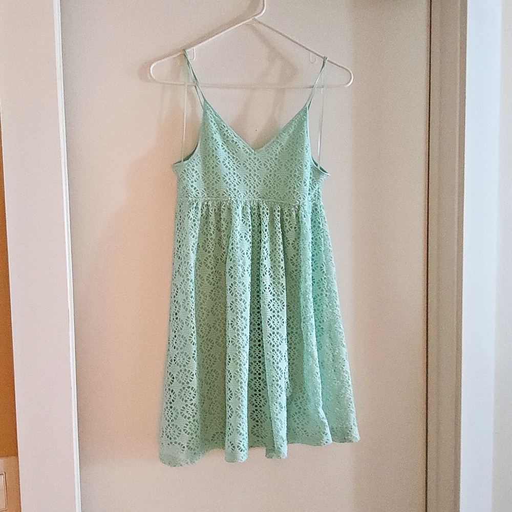 Express Mint Green Lace Mini Dress